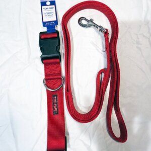Top Paw XL Nylon Dog Collar/Leash BUNDLE, Red (New, hasn't ever been used!)